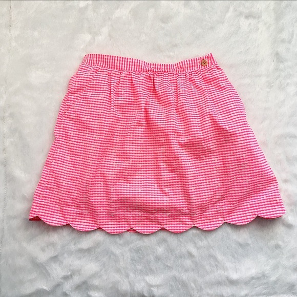 Lilly Pulitzer Dresses & Skirts - Pink Lilly Pulitzer Gingham Scalloped Skirt